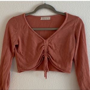 urban outfitters pink long sleeve w adjustable tie